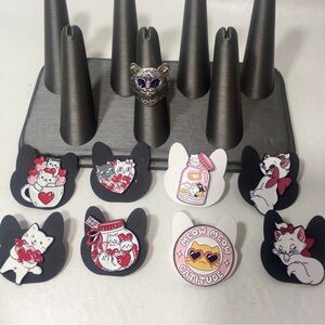 Lot of 9 Kitty Cat Lover Fashion Jewelry Ring Pins Love Valentines Marie